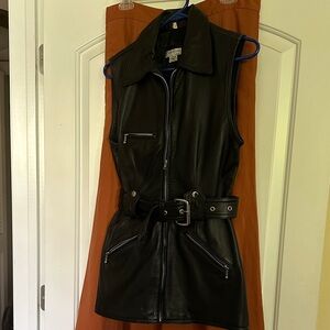 bebe Black Leather Vest with Belt